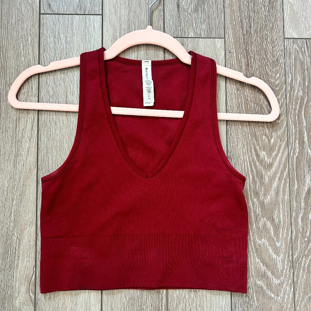 Maroon Athleta Athletic Cropped Tank, Small